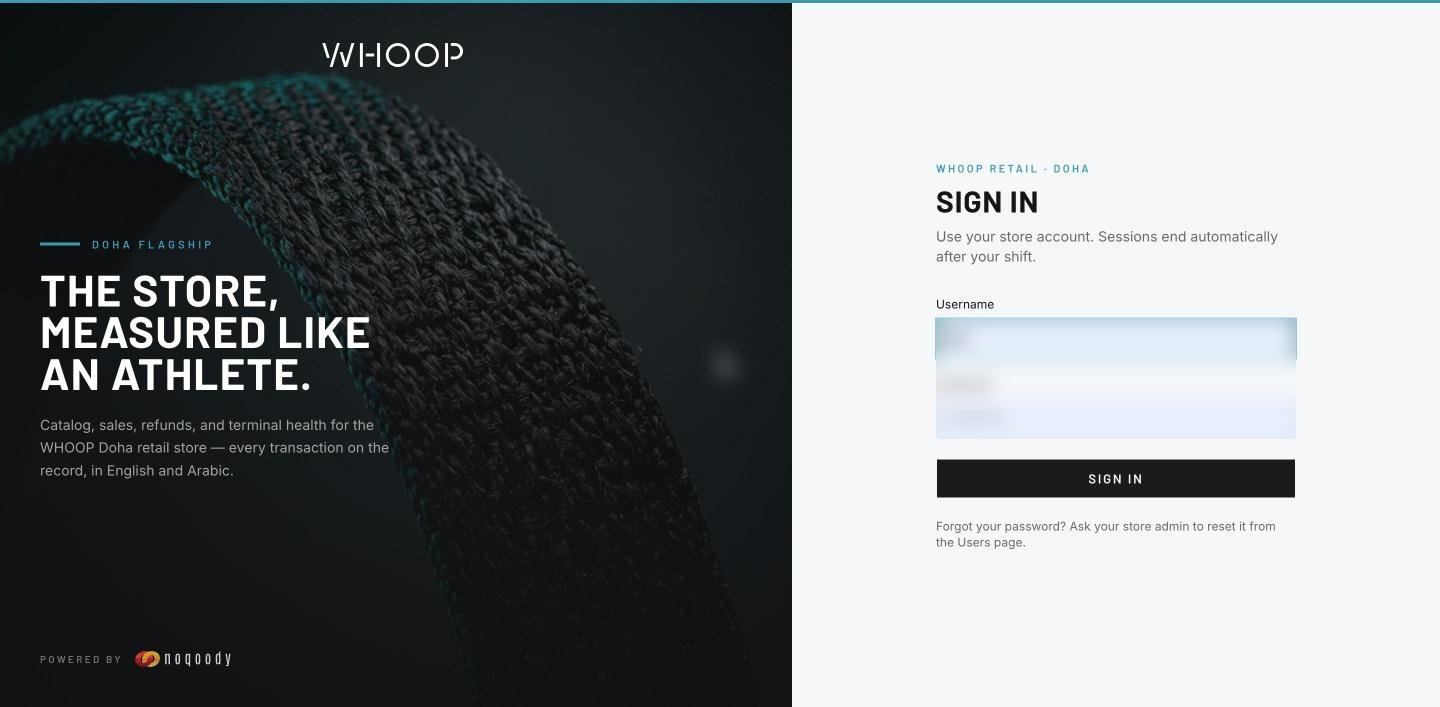 WHOOP Retail admin portal