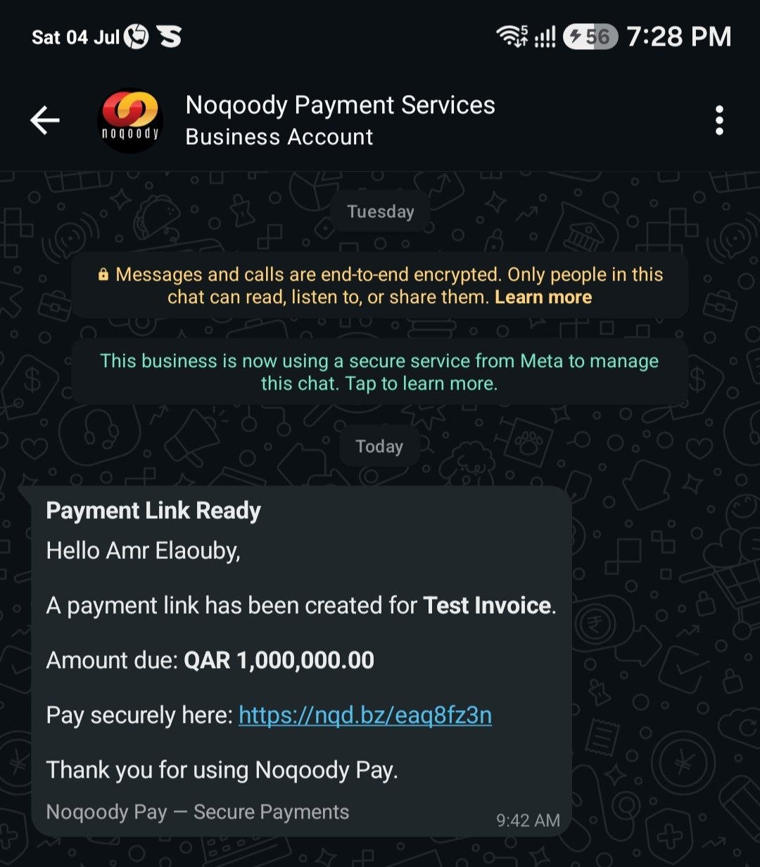 WhatsApp Payment Link