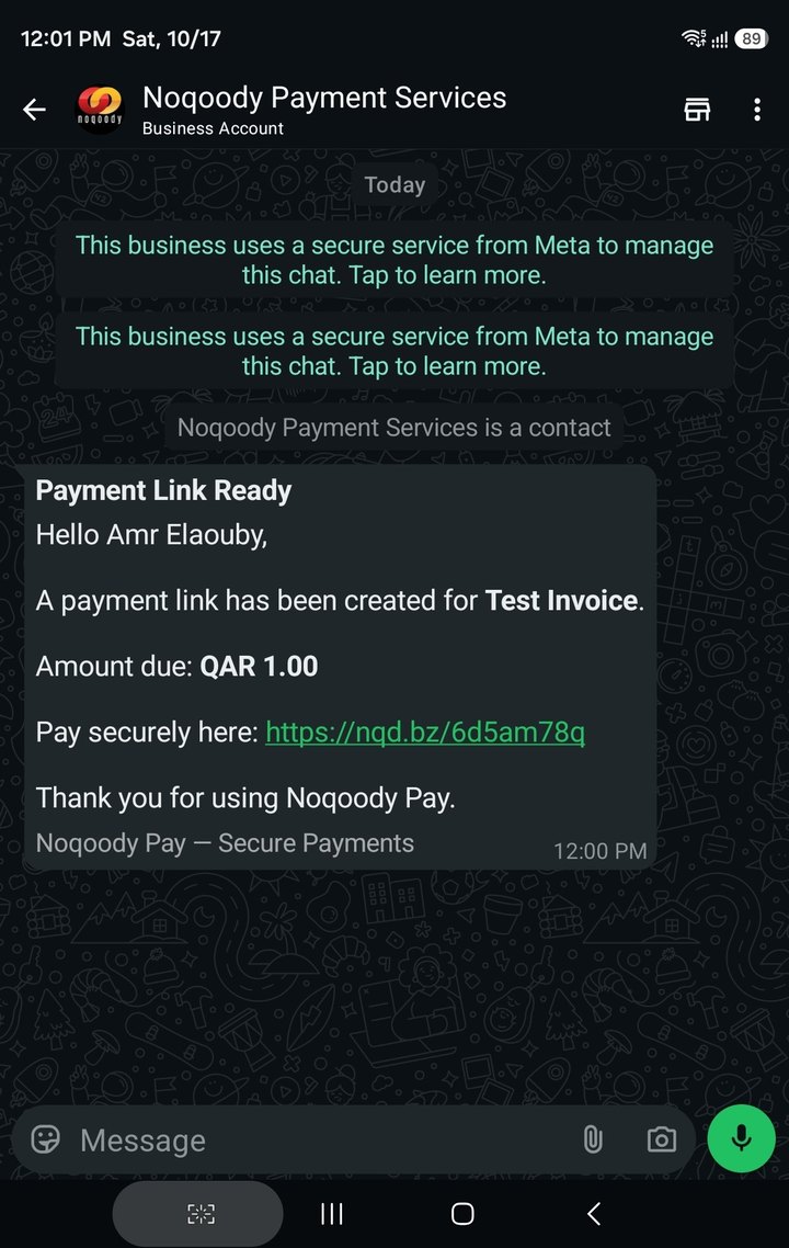 Payment link on WhatsApp